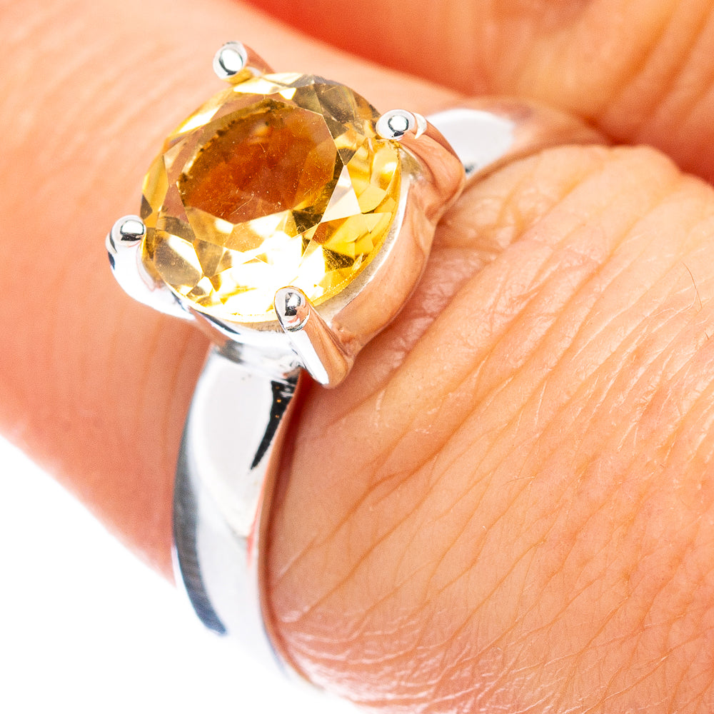 Faceted Citrine Ring Size 7.5 (.925 Sterling Silver)