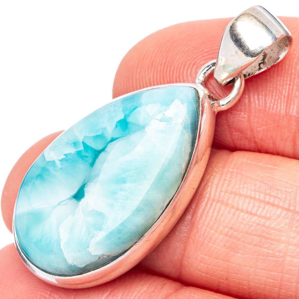 Larimar 925 Sterling Silver Pendant 1 3/8" (925 Sterling Silver) P42685