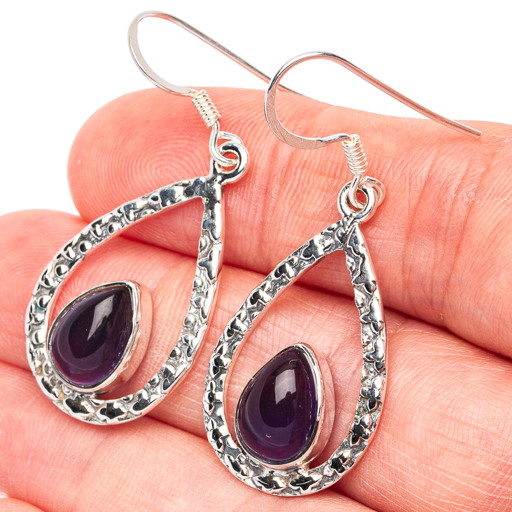Premium Amethyst Lotus Earrings 1 5/8" (925 Sterling Silver) E2733