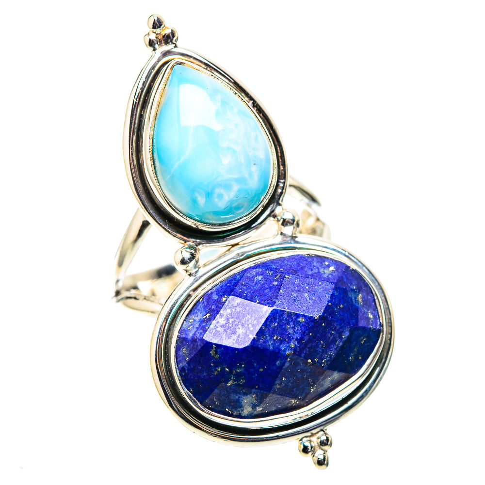 Large Lapis Lazuli, Larimar Ring Size 7.25 (925 Sterling Silver) RING138628