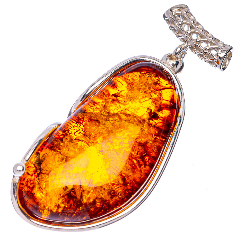 Anasilvercos Baltic Amber Pendant 1 7/8" (925 Sterlnig Silver)