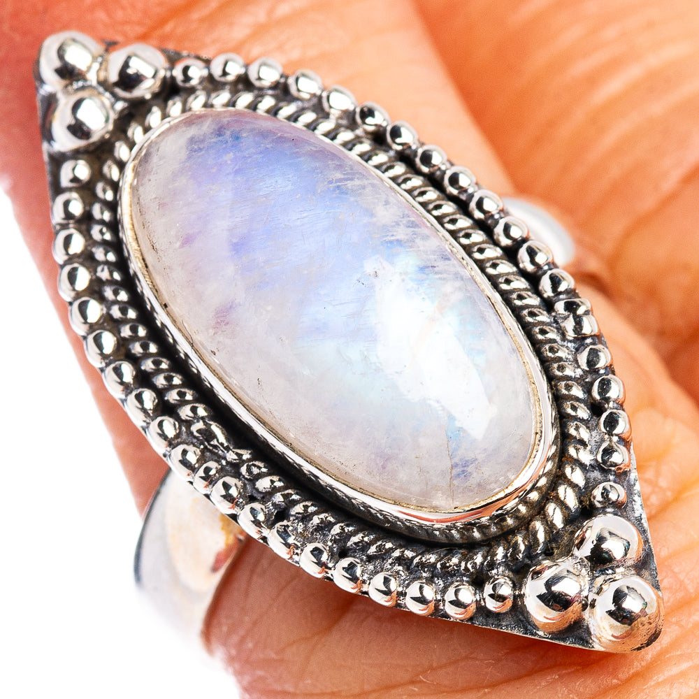 Rainbow Moonstone Ring Size 6.75 (.925 Sterling Silver)