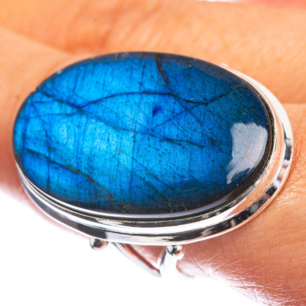 Large Labradorite 925 Sterling Silver Ring Size 9.5