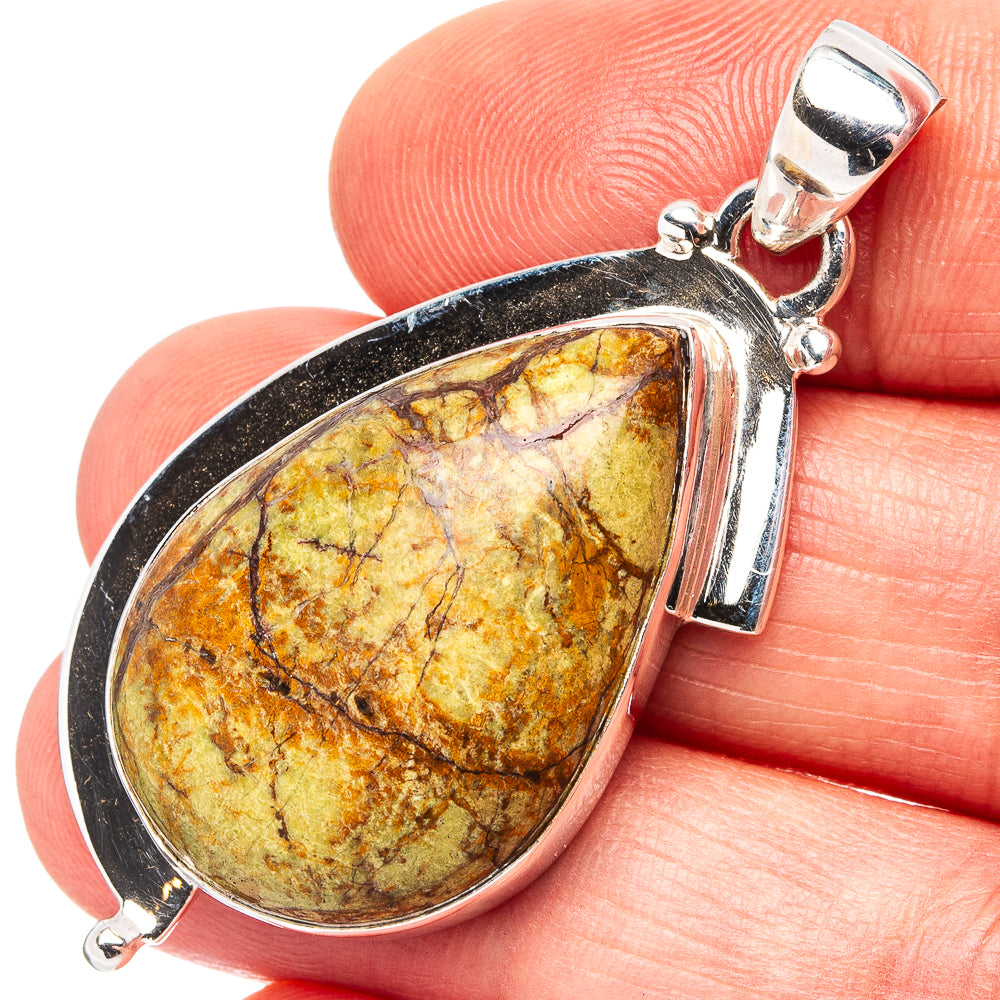 Premium Gaspeite Pendant 1 7/8" (.925 Sterling Silver)