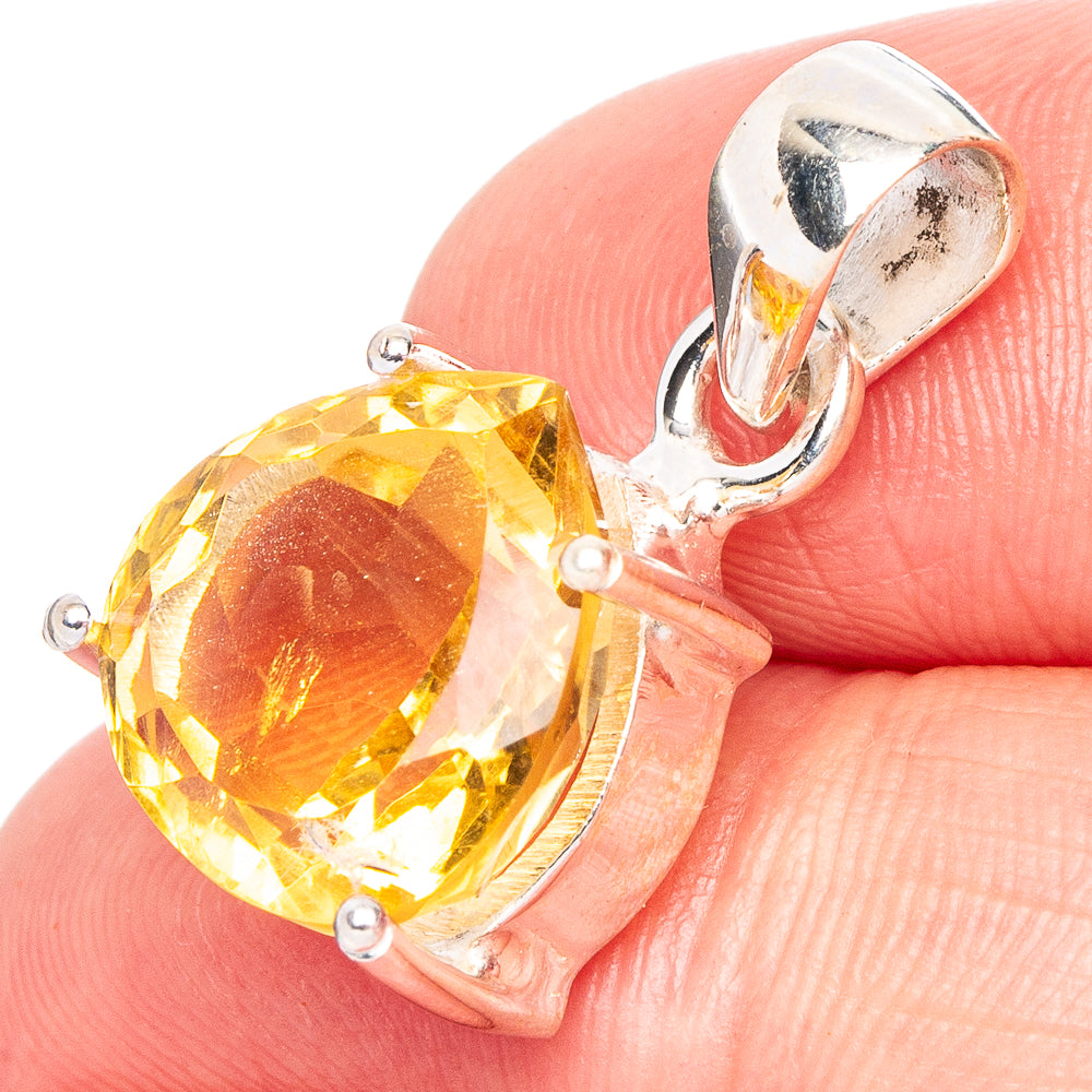 Faceted Citrine Pendant 7/8" (.925 Sterling Silver)