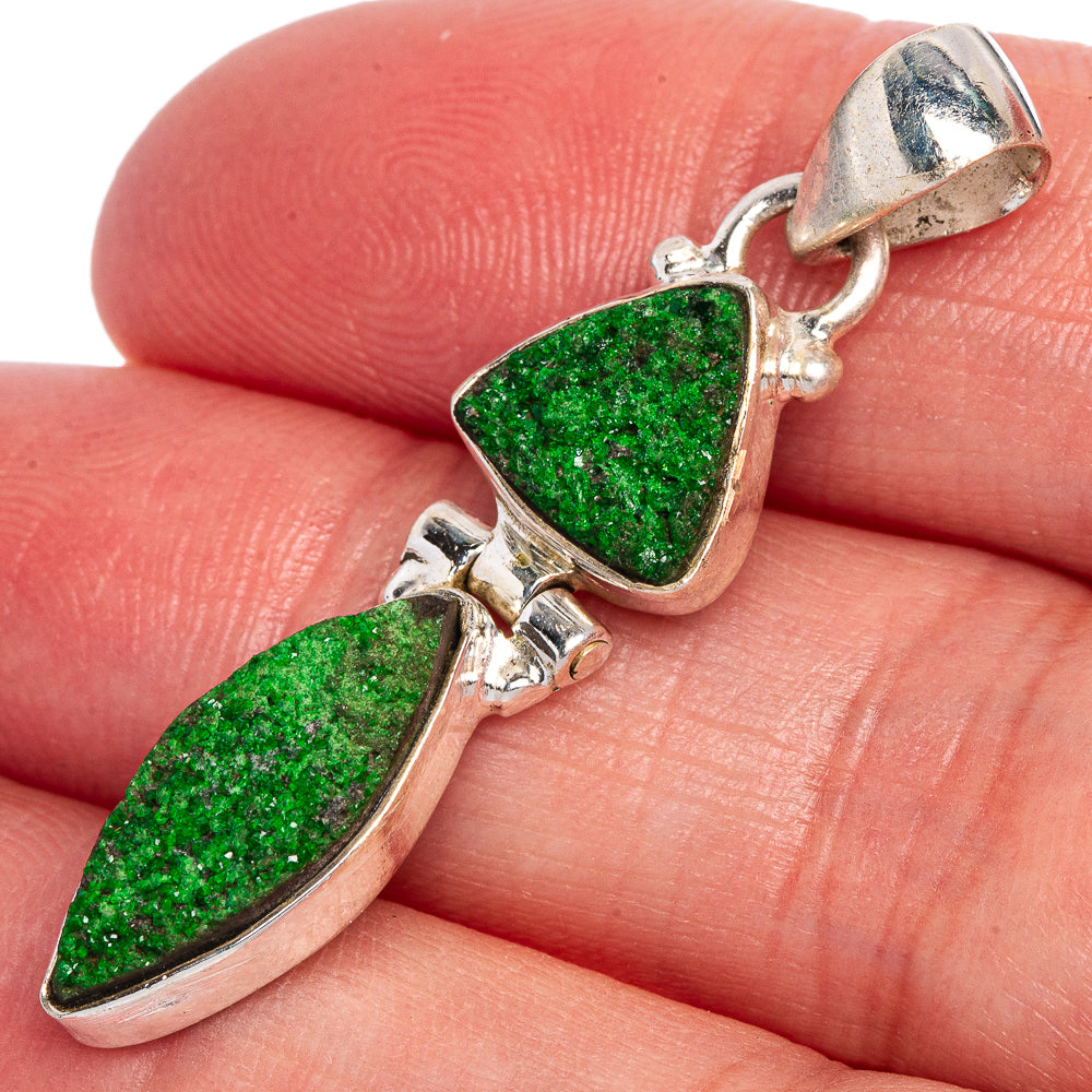 Rare Uvarovite Garnet Pendant 1 5/8" (925 Sterling Silver) P40638