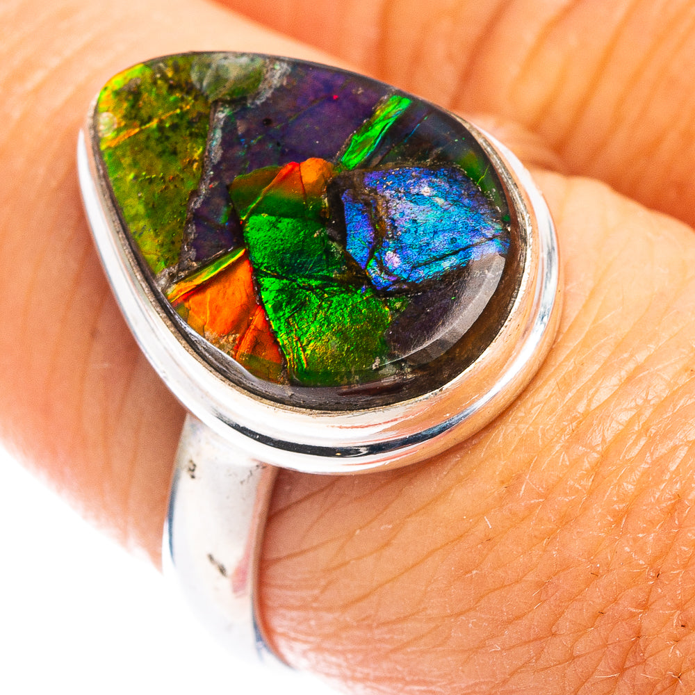 Rare Ammolite Ring Size 7.75 (.925 Sterling Silver)