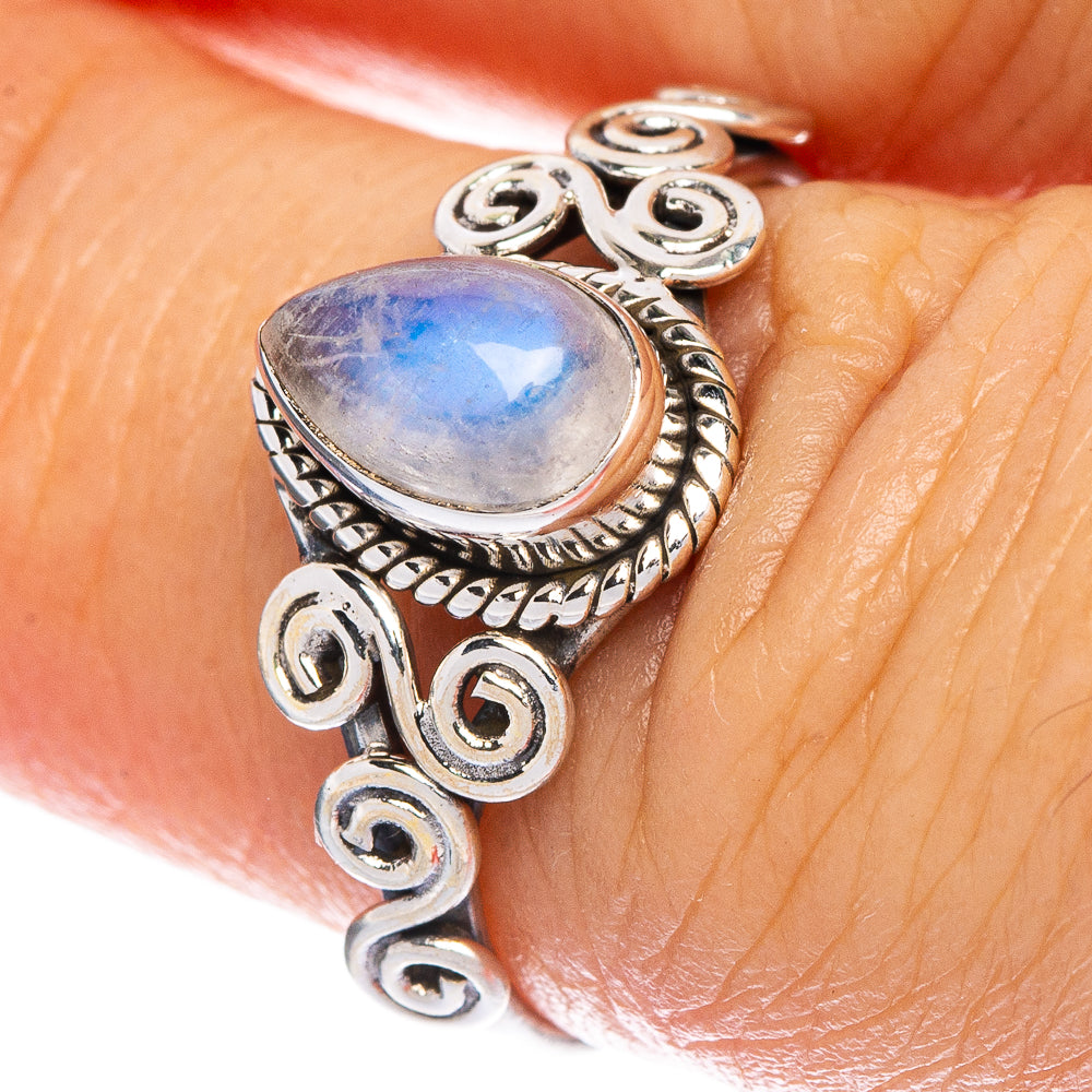 Rainbow Moonstone Dainty Ring Size 6.75 (925 Sterling Silver) R147074