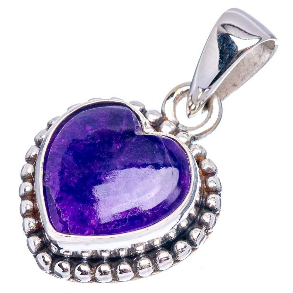 Premium Sugilite Heart Pendant 1" (.925 Sterling Silver)