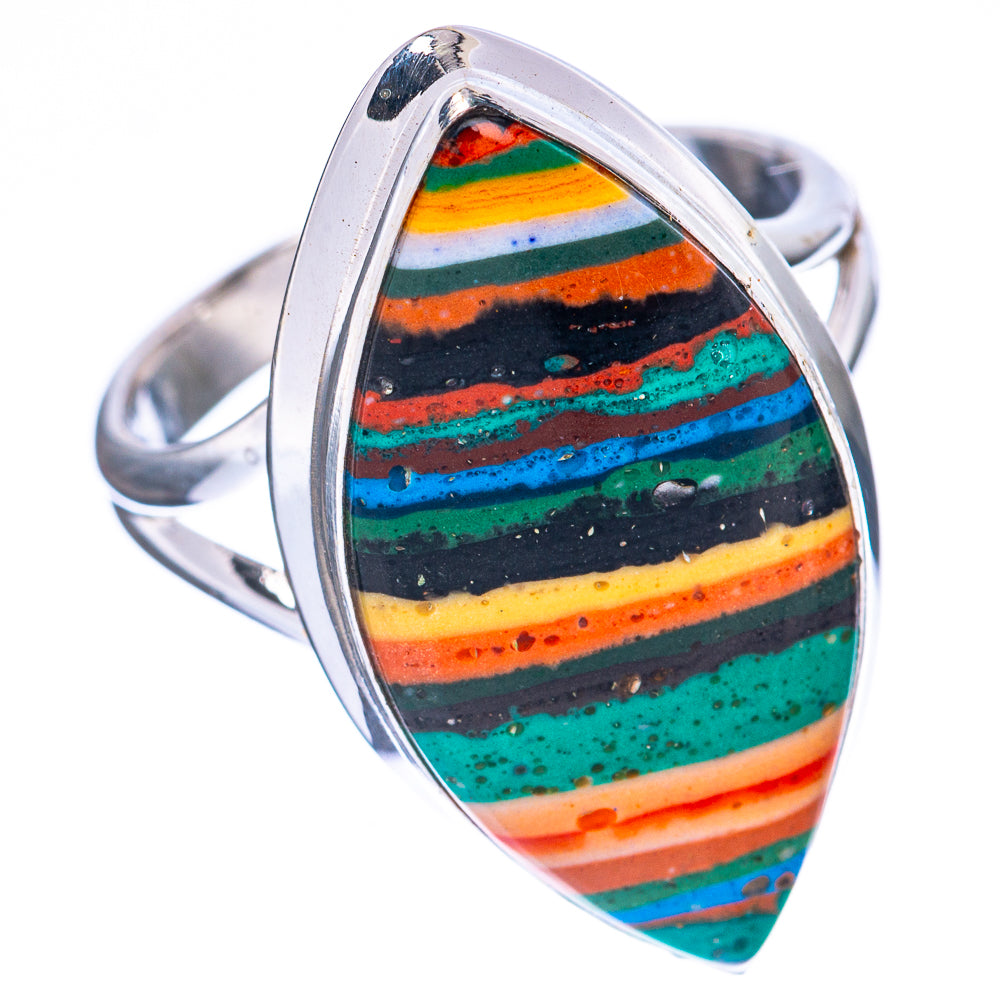 Rainbow Calsilica Ring Size 8.25 (925 Sterling Silver) R1986