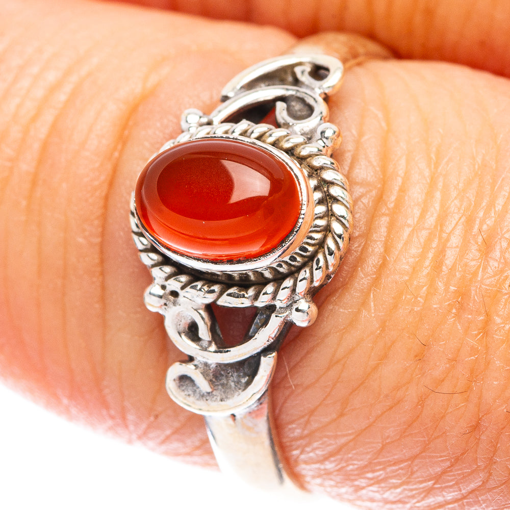 Red Onyx Dainty Ring Size 7.75 (925 Sterling Silver) R5827