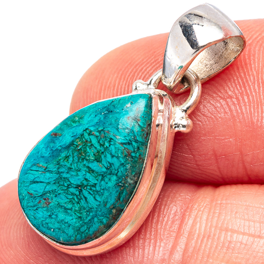 Chrysocolla Pendant 1 1/8" (.925 Sterling Silver)