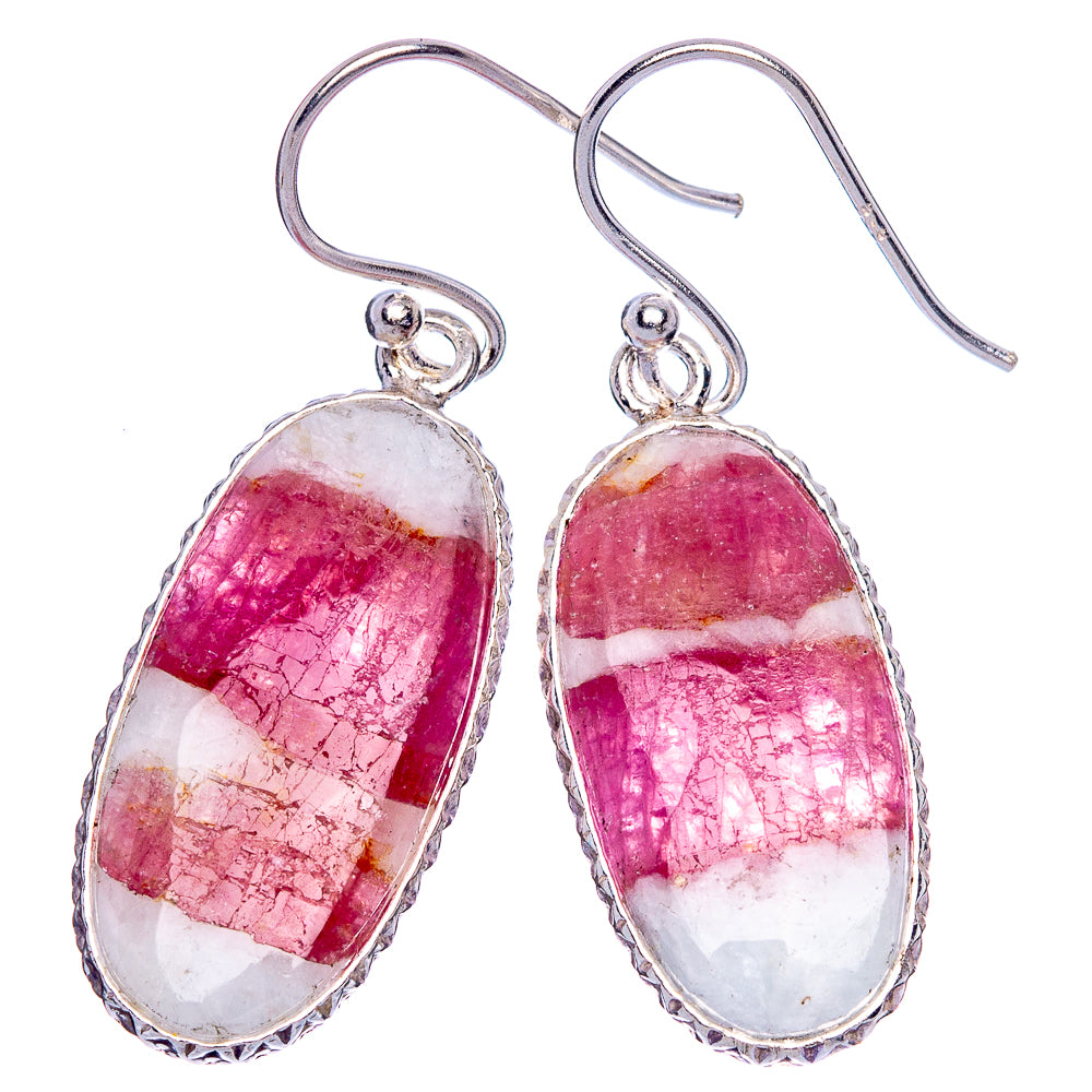 Pink Tourmaline In Quartz  Earrings 1 3/8" (925 Sterling Silver) E1145