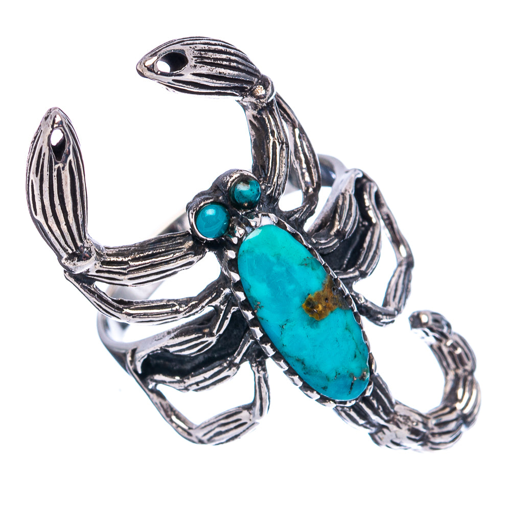 Native Style Mohave Turquoise Scorpion Ring Size 7.75 (.925 Sterling Silver)