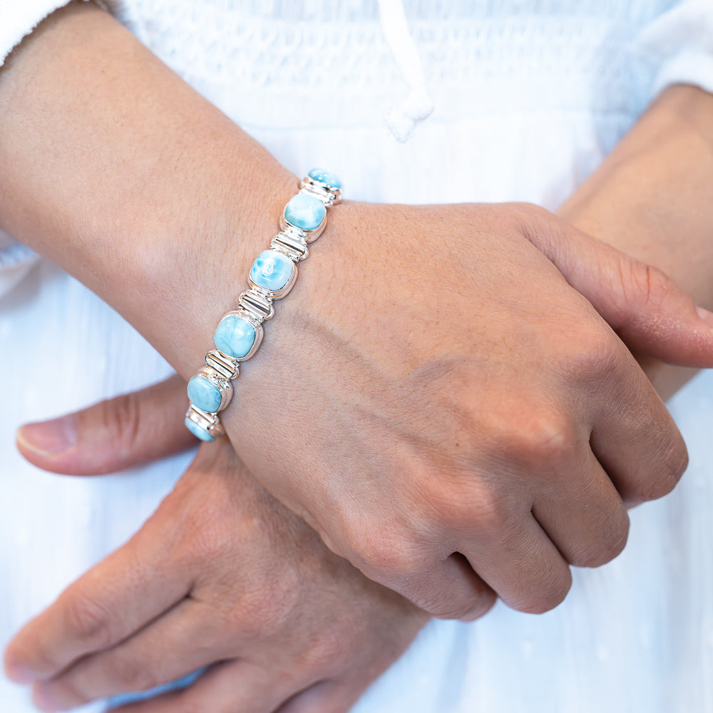 Larimar Bracelet (925 Sterling Silver) 6 3/8 to 8" BR90304