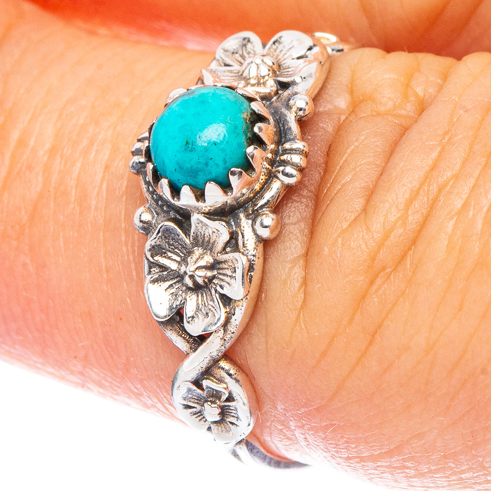 Value Arizona Turquoise Flower Ring Size 7 (925 Sterling Silver) R7294
