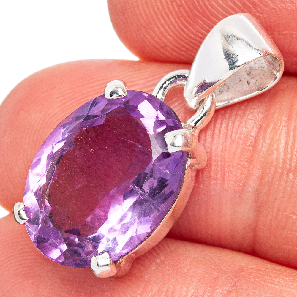 Value Faceted Amethyst Pendant 7/8" (925 Sterling Silver) P42035