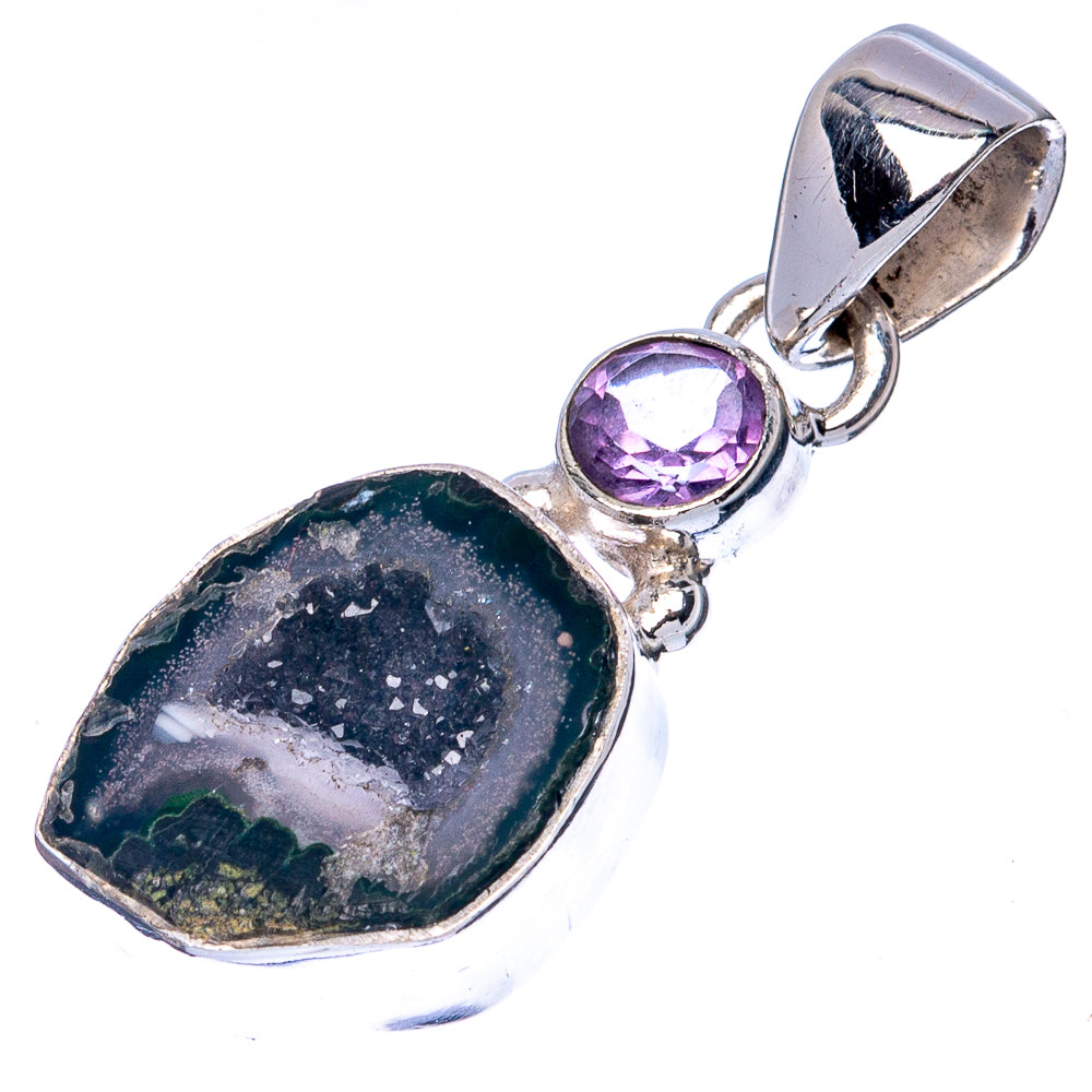 Coconut Geode, Amethyst 925 Sterling Silver Pendant 1 1/4" (925 Sterling Silver) P41897