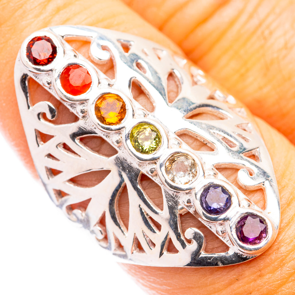 Rainbow Chakra Ring Size 7.5 (925 Sterling Silver) R141521
