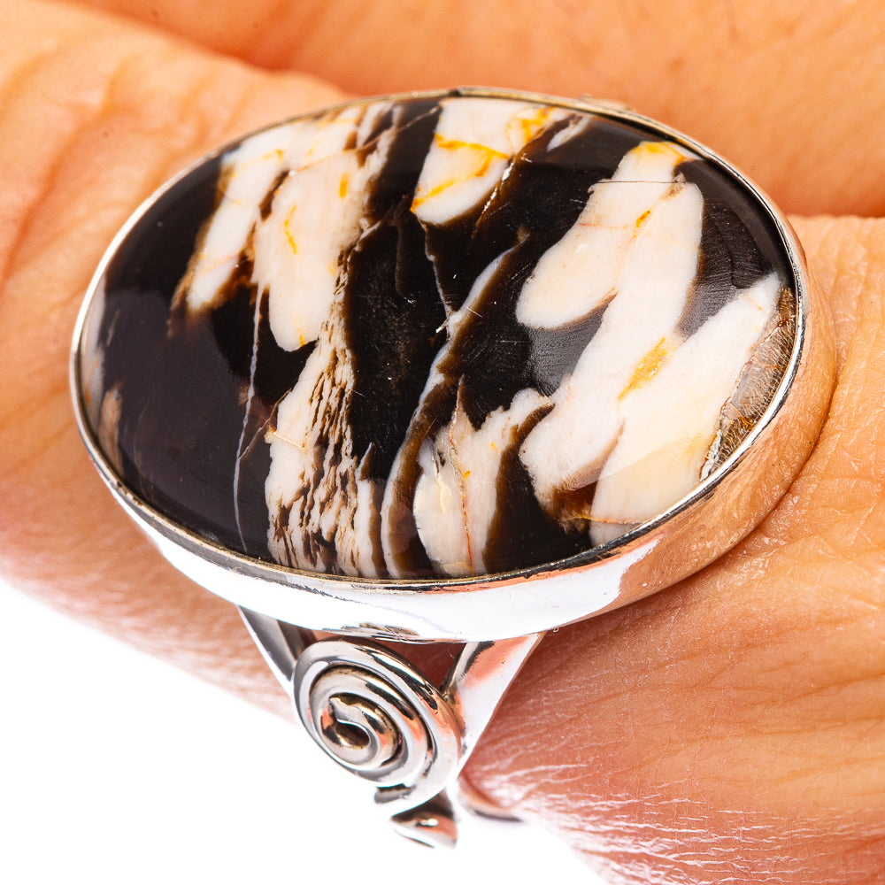 Large Peanut Wood Jasper Ring Size 9 (925 Sterling Silver) R142721