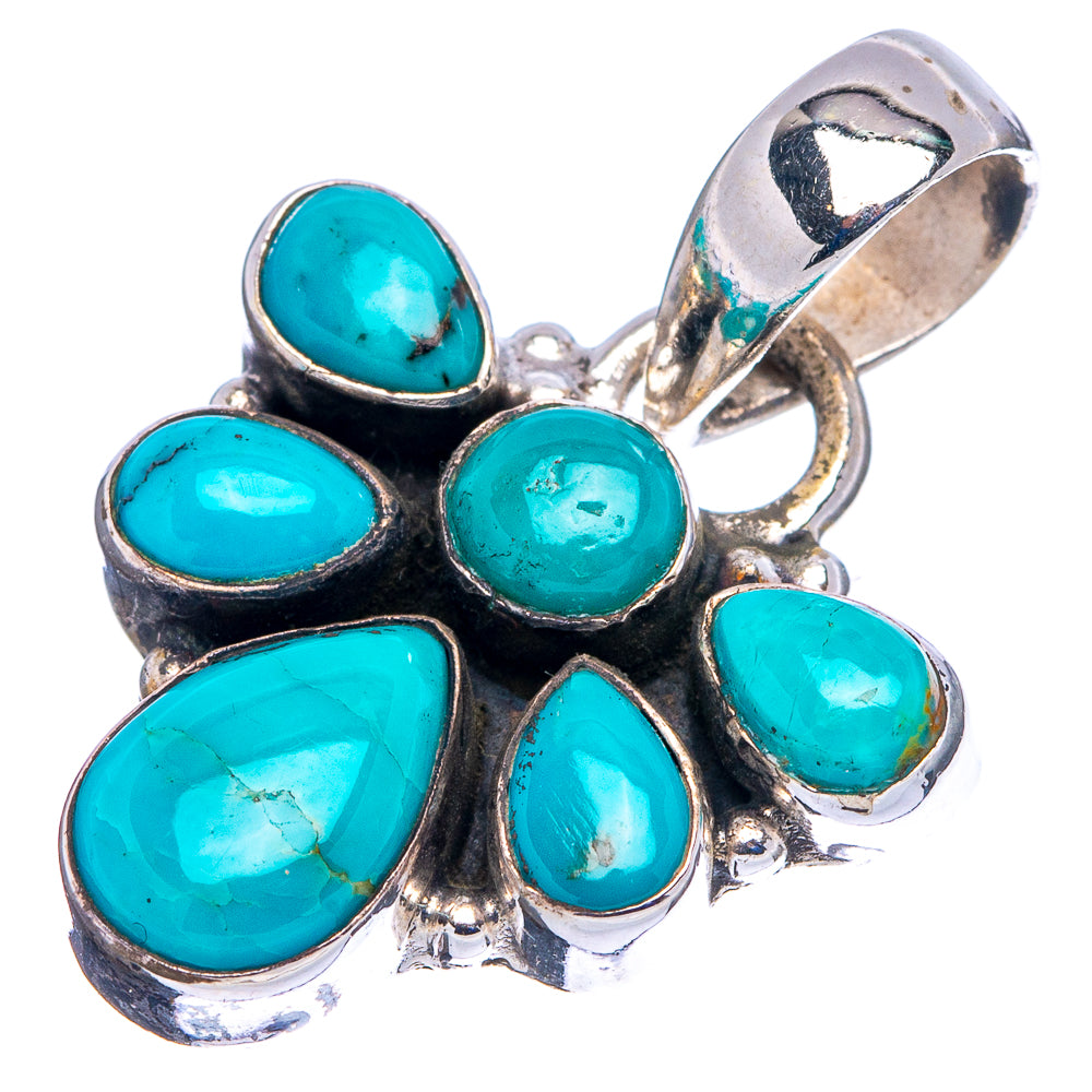 Rare Kingman Turquoise Pendant 1 1/8" (.925 Sterling Silver)