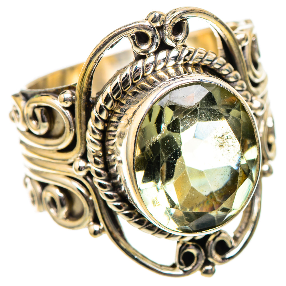 Faceted Green Amethyst Ring Size 6.75 (925 Sterling Silver) RING137895