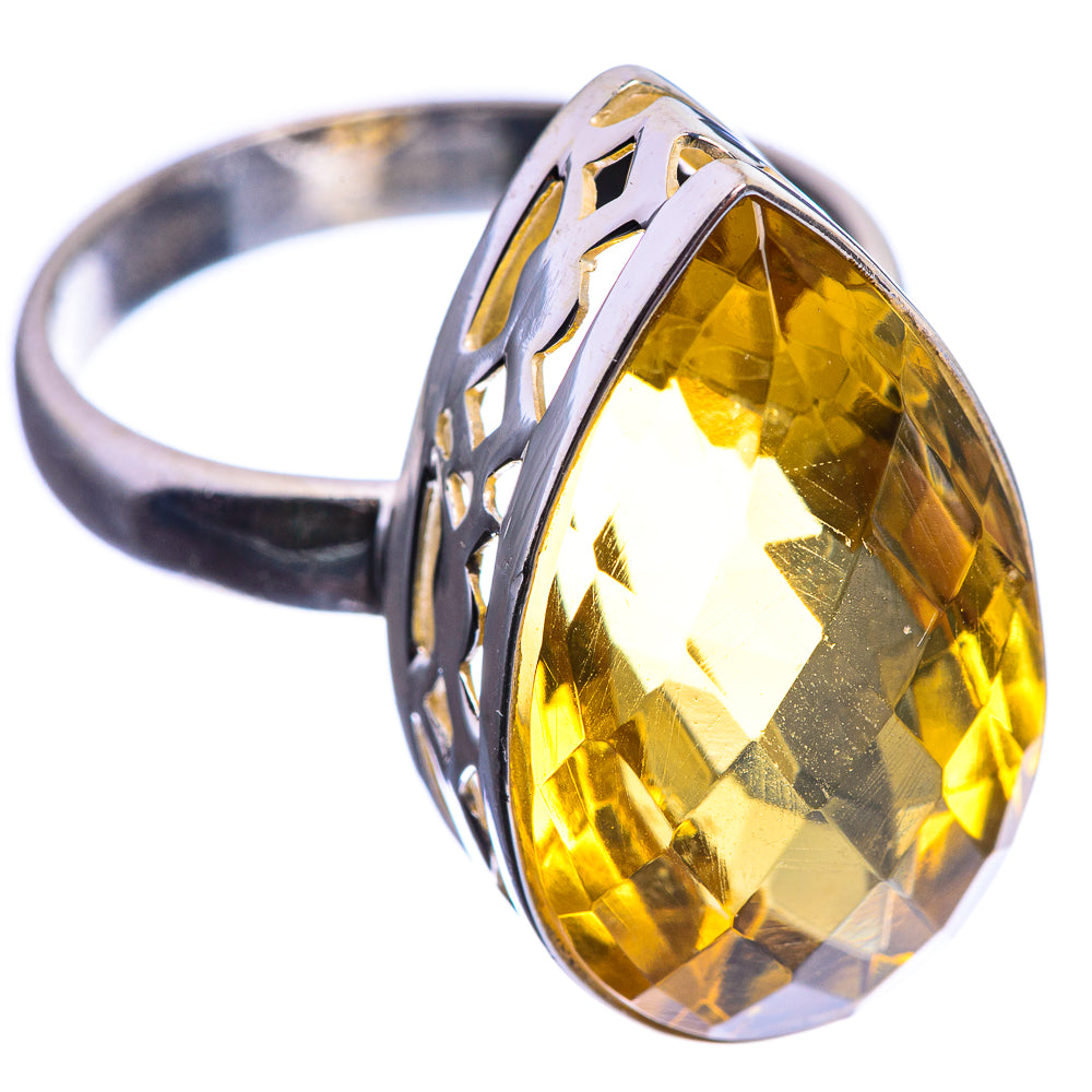 Faceted Citrine 925 Sterling Silver Ring Size 8.5