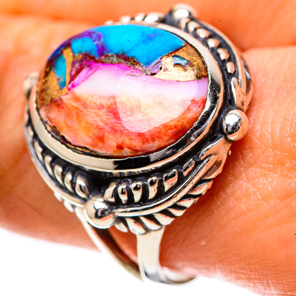 Kingman Pink Dahlia Turquoise 925 Sterling Silver Ring Size 9 (925 Sterling Silver) RING139408