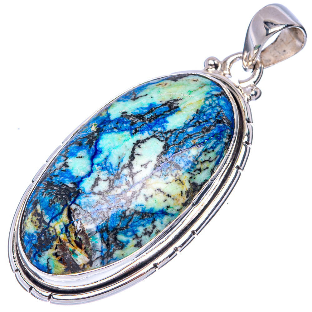 Azurite With Malachite Pendant 1 3/4" (925 Sterling Silver) P41459
