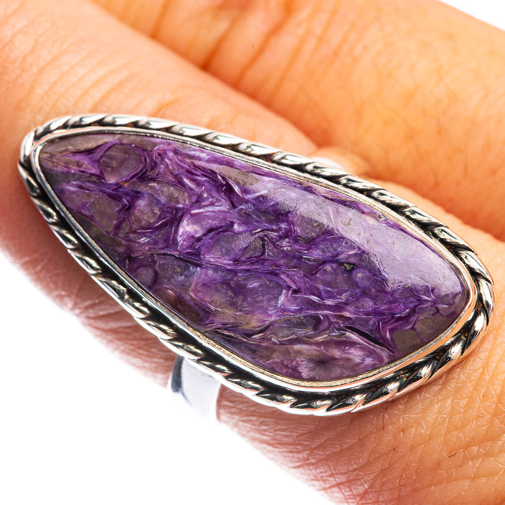 Large Charoite Ring Size 8 (925 Sterling Silver) R144209