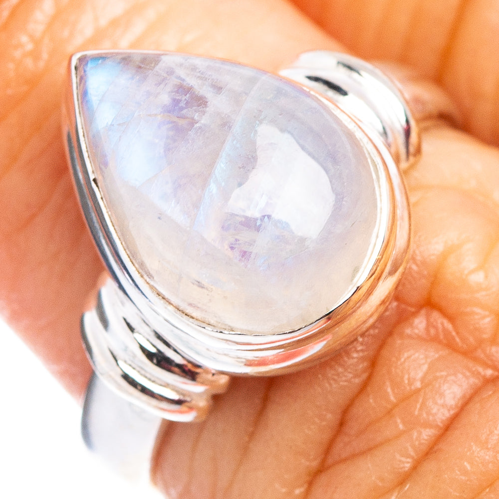 Rainbow Moonstone Ring Size 6 (.925 Sterling Silver)