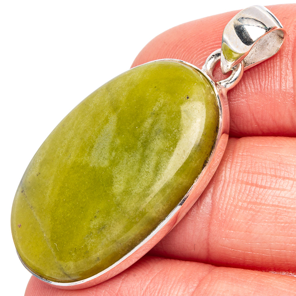 Serpentine Stone Pendant 1 5/8" (925 Sterling Silver) P43131