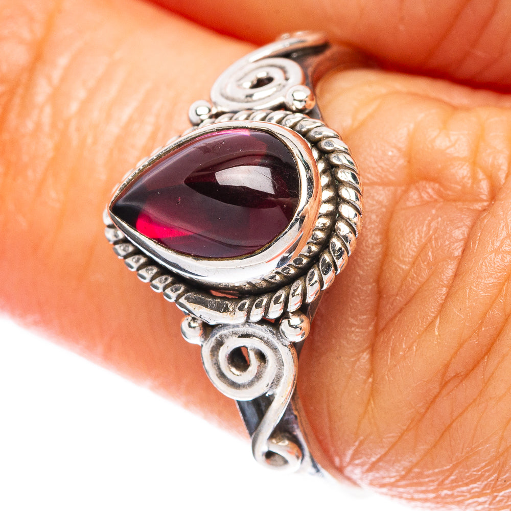 Garnet Dainty Ring Size 8 (925 Sterling Silver) R5169
