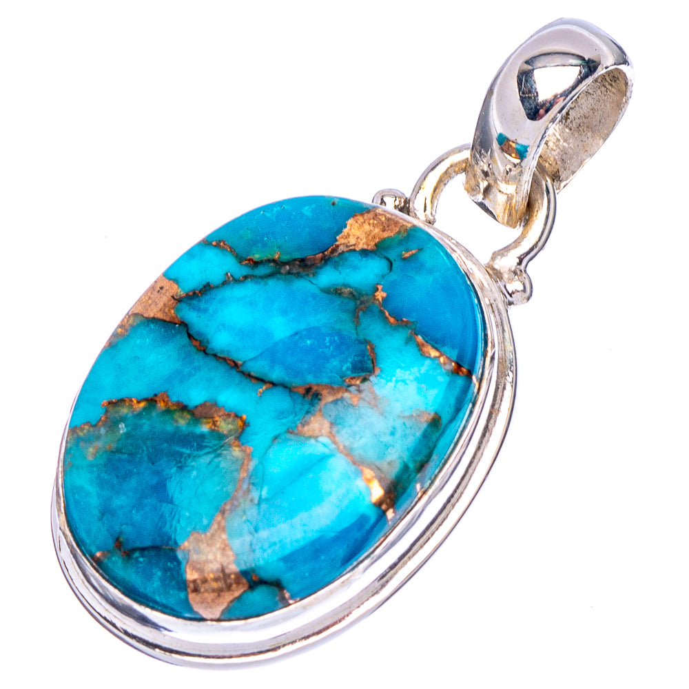 Ice Blue Dahlia Mohave Turquoise Pendant 1 1/4" (.925 Sterling Silver)