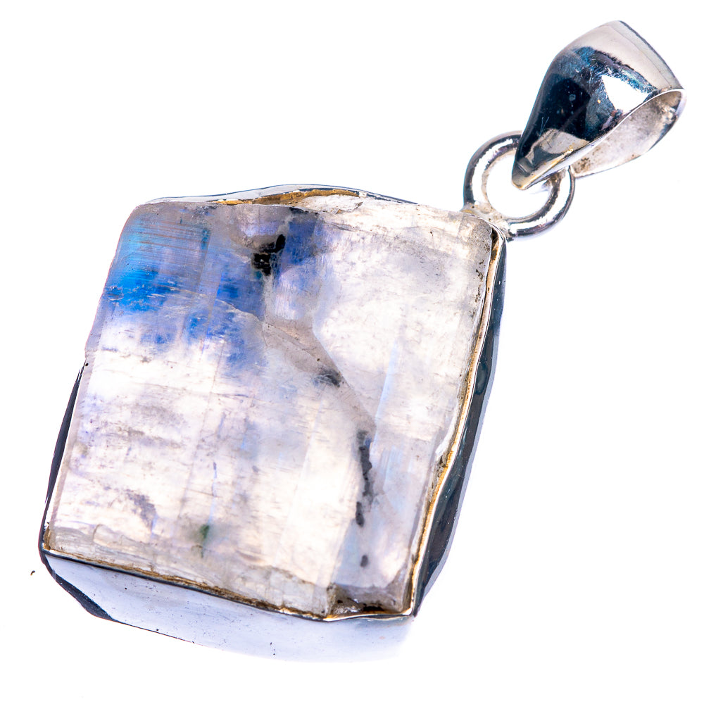 Raw Rainbow Moonstone Pendant 1 1/2" (925 Sterling Silver) P39102