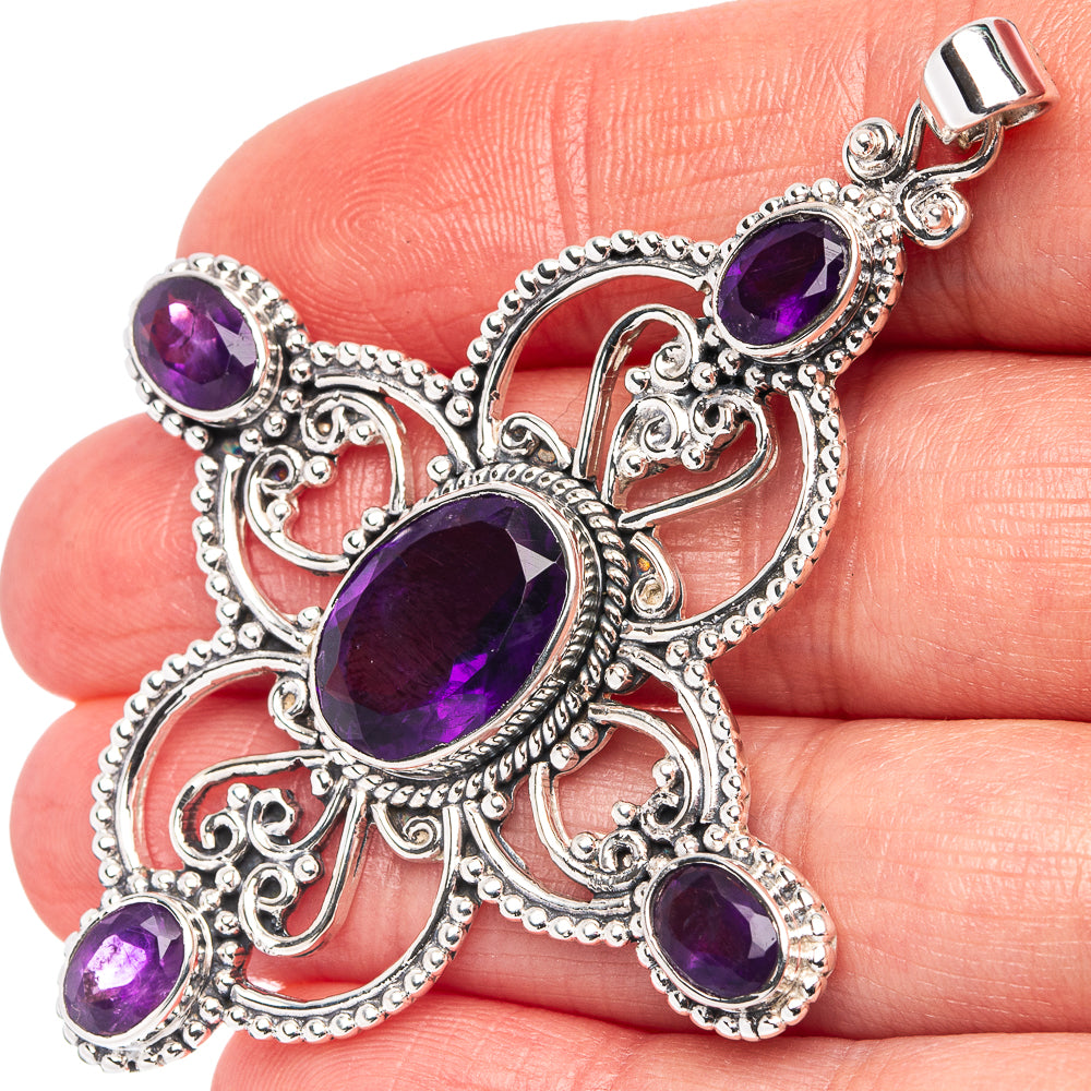 Signature Amethyst Cross Pendant 2 5/8" (.925 Sterling Silver)