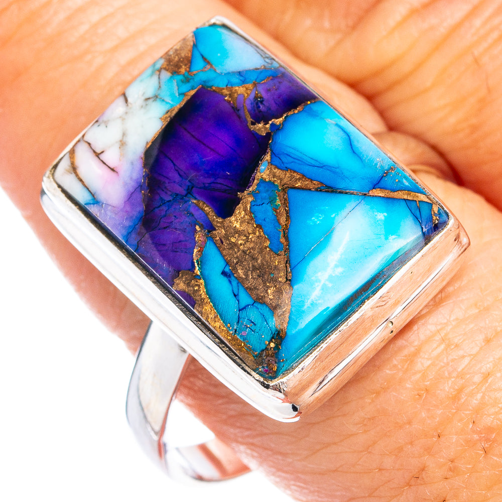 Ice Blue Dahlia Mohave Turquoise Ring Size 11 (.925 Sterling Silver)