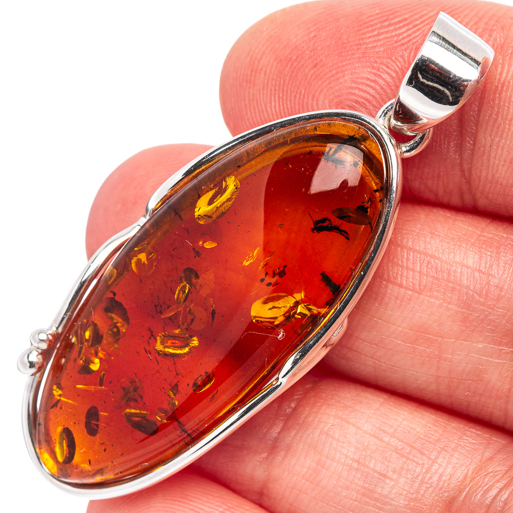 Baltic Amber Pendant 2" (.925 Sterling Silver)