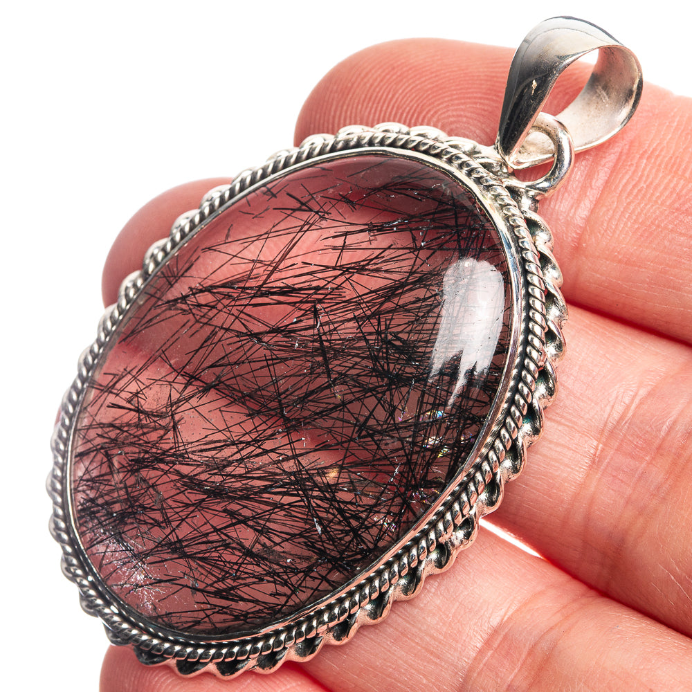 Tourmalinated Quartz 925 Sterling Silver Pendant 2 1/8"