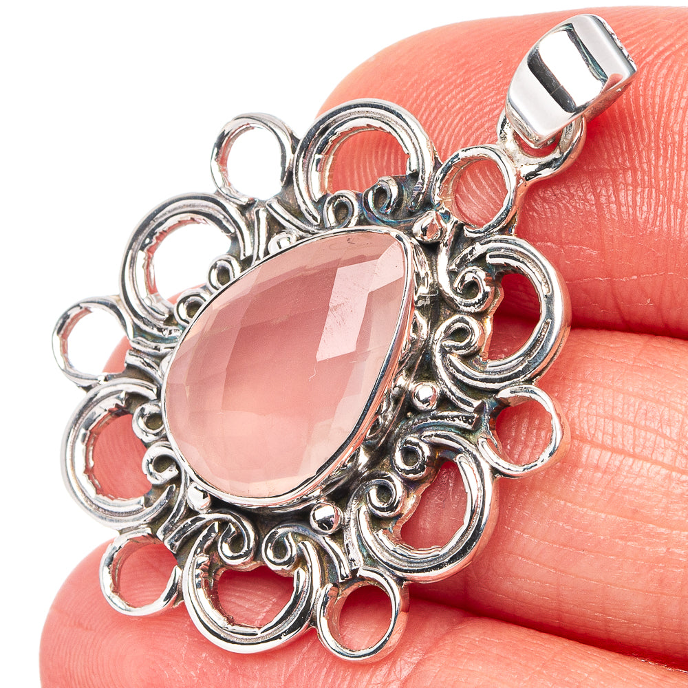 Premium Rose Quartz Pendant 1 1/2" (.925 Sterling Silver)