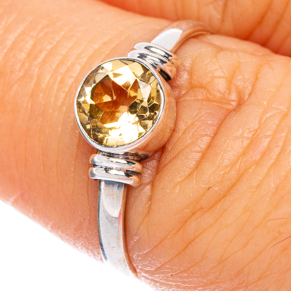Faceted Citrine Dainty Ring Size 7 (925 Sterling Silver) R1220