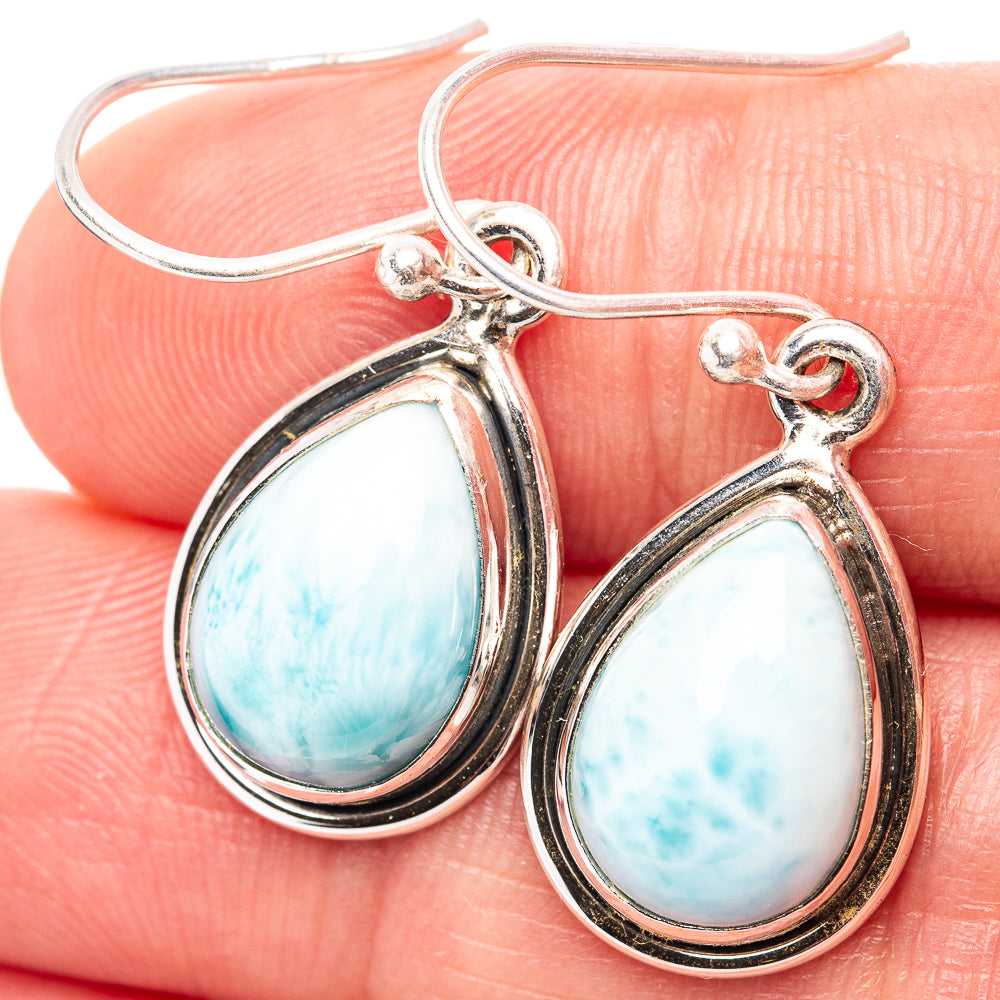 Rare Larimar Earrings 1 1/4" (.925 Sterling Silver)