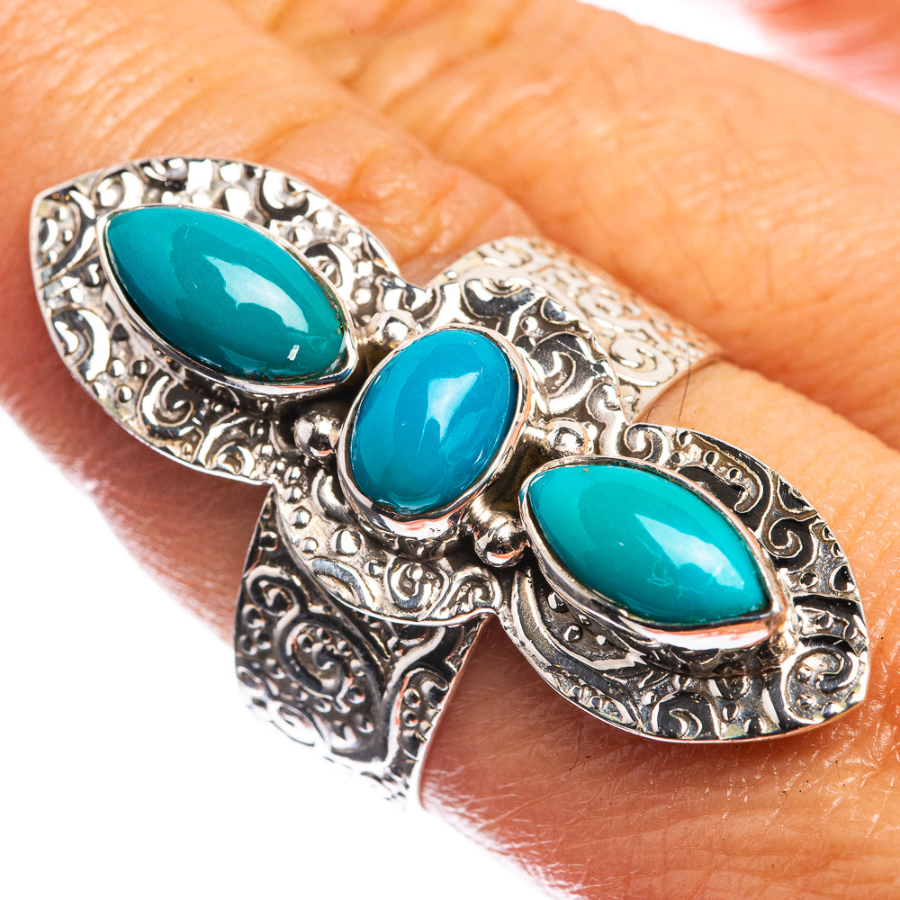 Large Sleeping Beauty Turquoise 925 Sterling Silver Ring Size 8.75