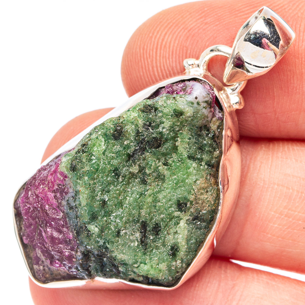 Large Ruby Zoisite 925 Sterling Silver Pendant 1 5/8" (925 Sterling Silver) P43633