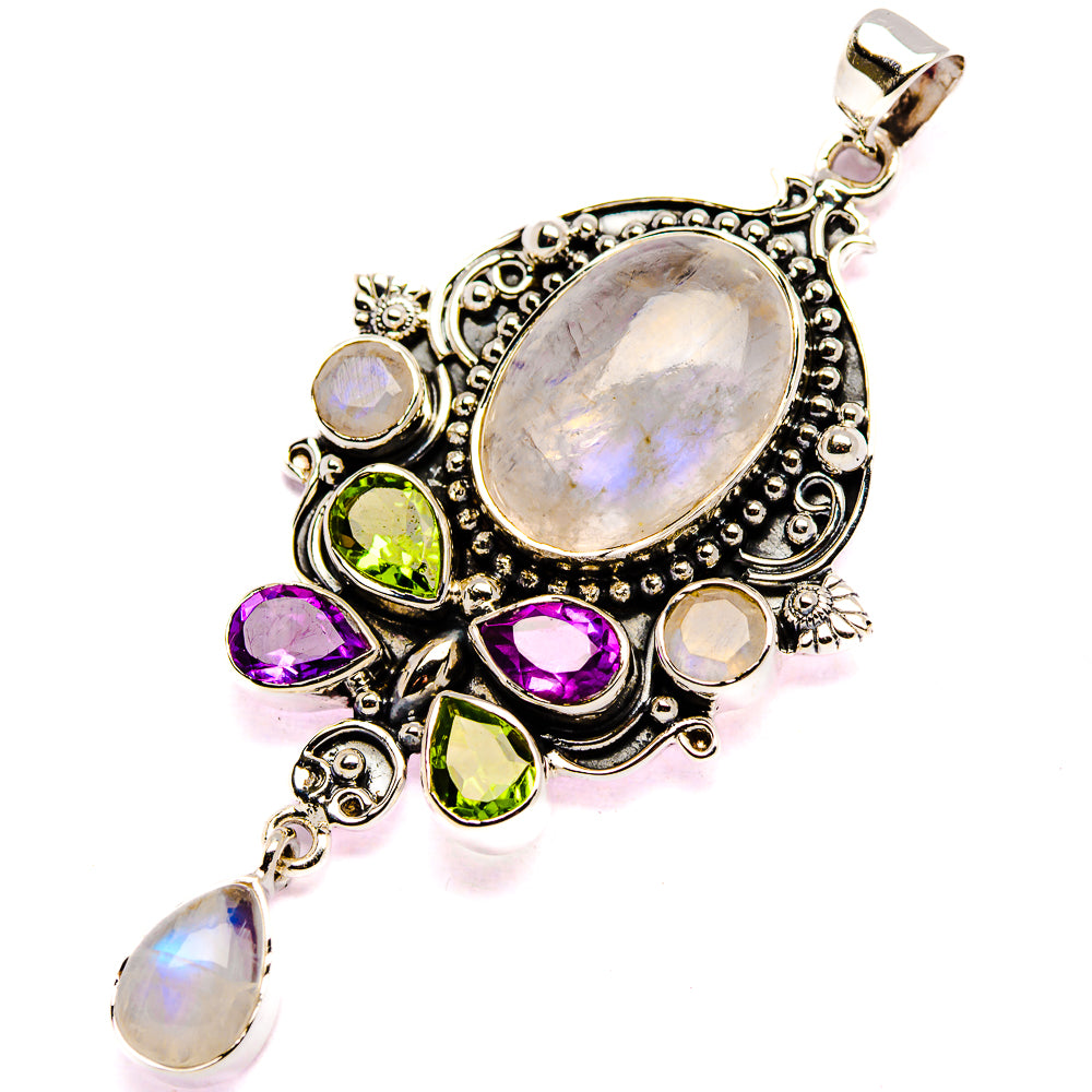 Signature Rainbow Moonstone, Amethyst, Peridot Pendant 2 1/2" (925 Sterling Silver) PD37845