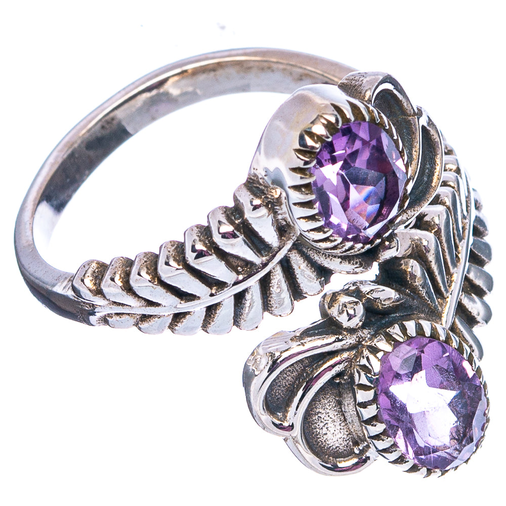 Faceted Amethyst Ring Size 7 Adjustable (.925 Sterling Silver)