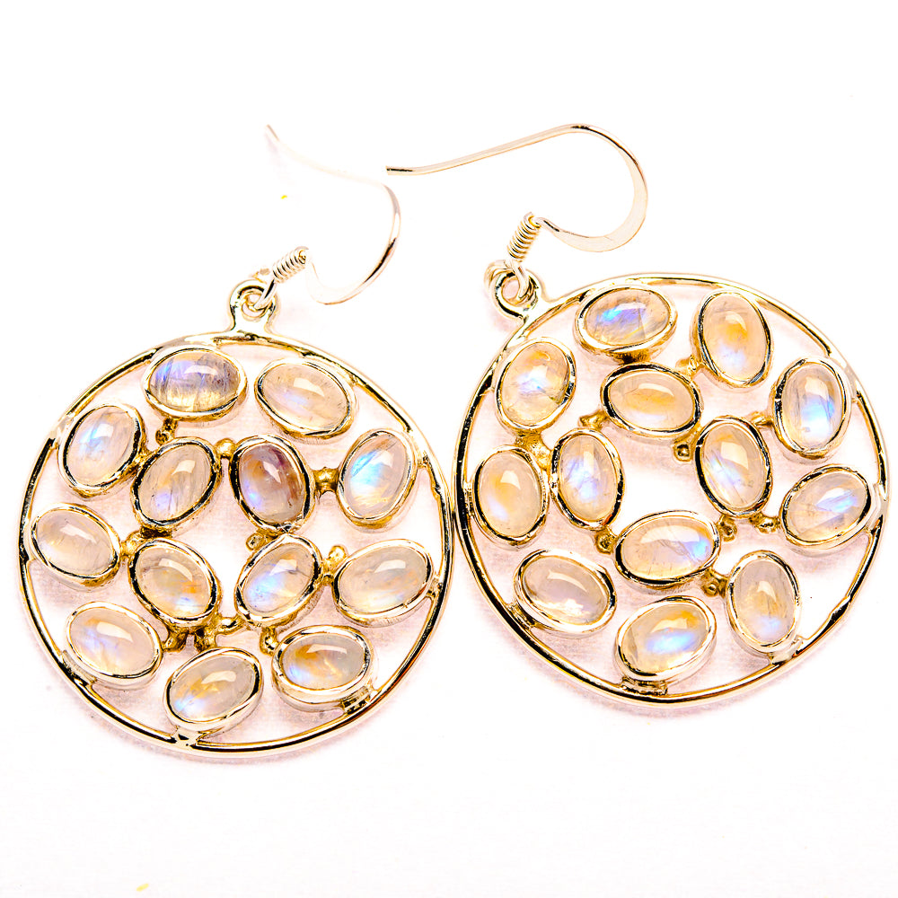Signature Rainbow Moonstone 925 Sterling Silver Earrings 1 7/8" (925 Sterling Silver) EARR431952