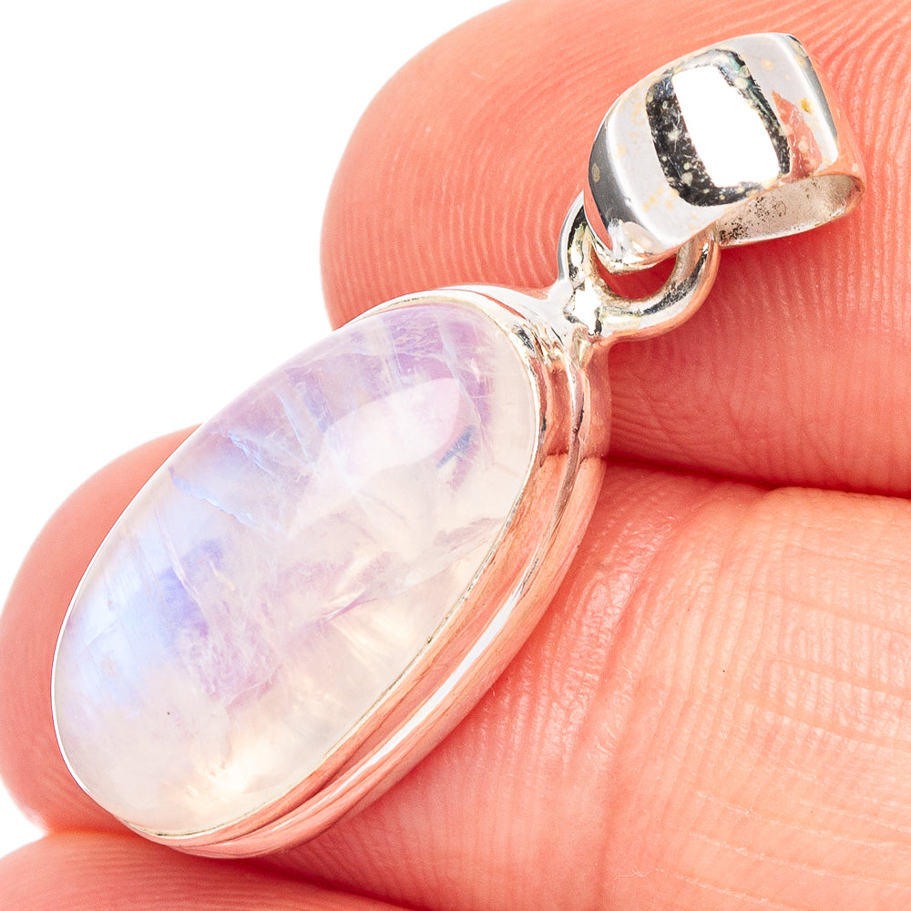 Rainbow Moonstone Pendant 1 1/4" (925 Sterling Silver) P44742