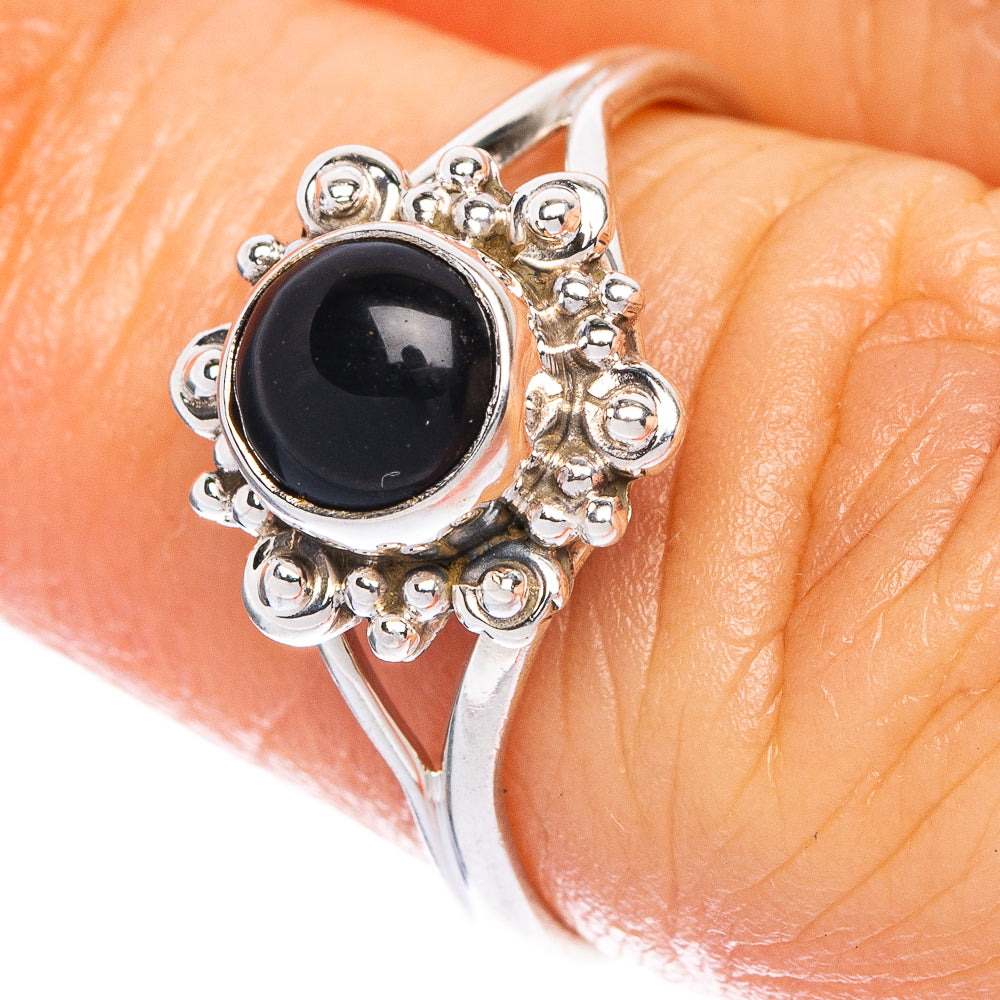 Black Onyx Dainty Ring Size 6.75 (925 Sterling Silver) R1029