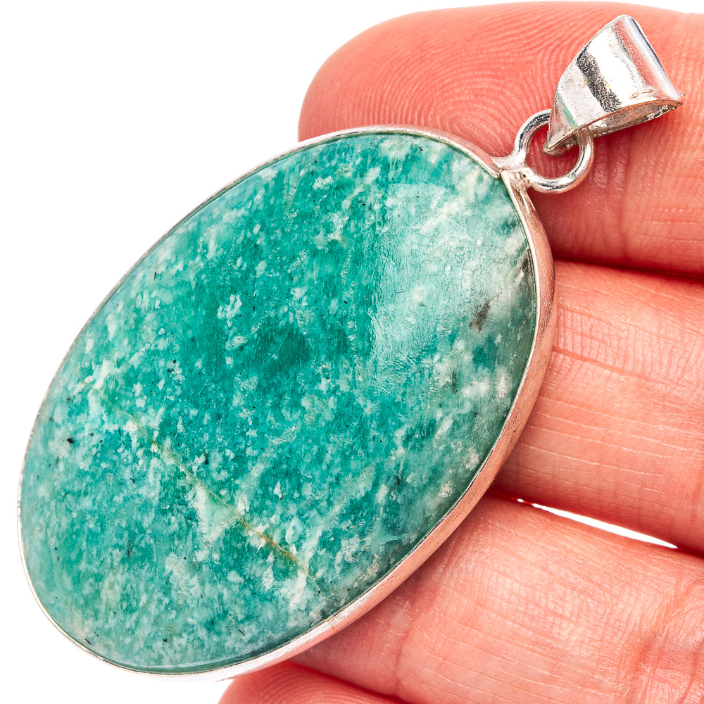 Amazonite Pendant 2 1/8" (Silver Plated)